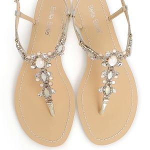 Bridal wedding sandals gold rhinestones pearl